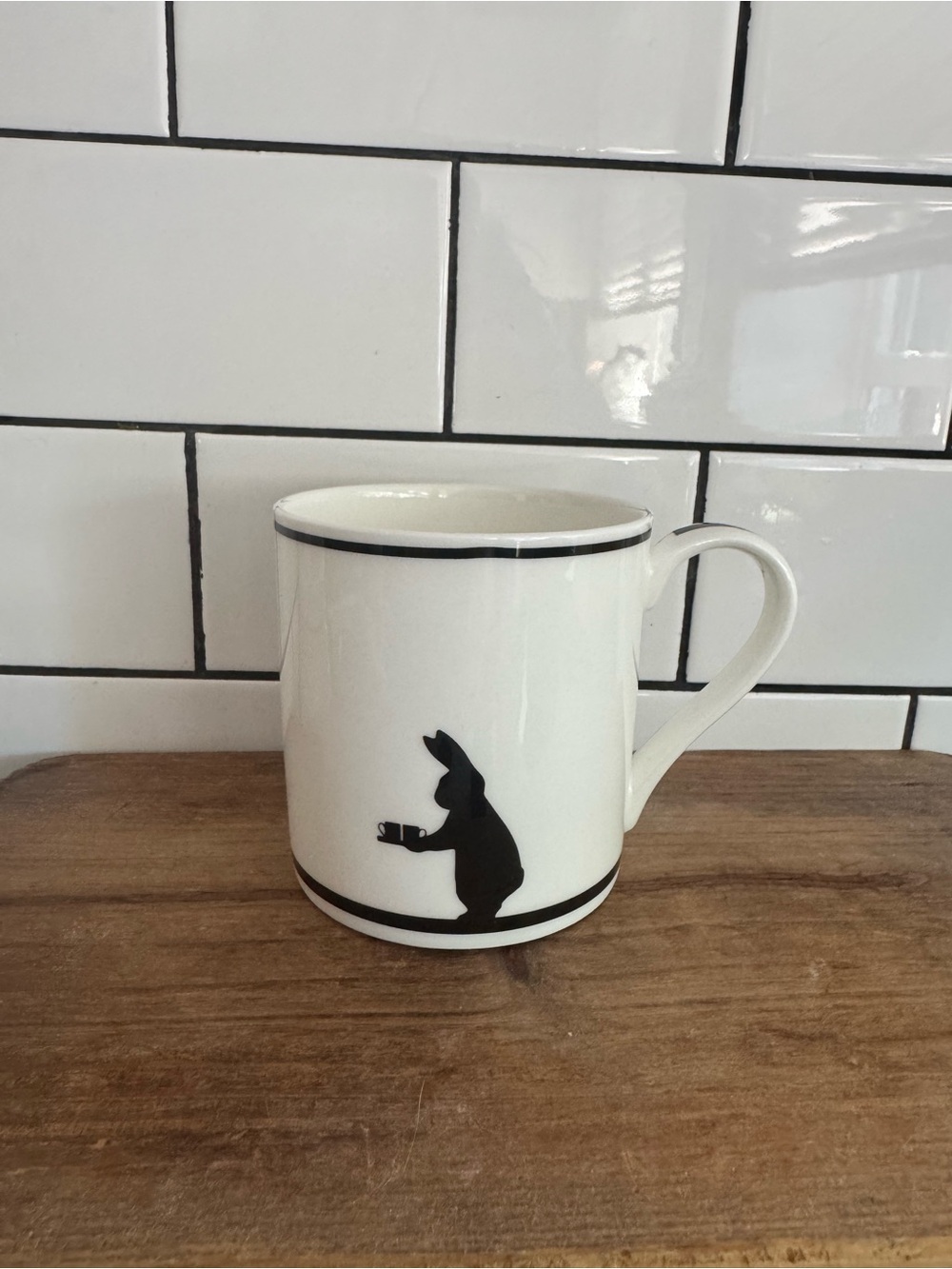 HAM White Ceramic Mug with Black Rabbit Silhouette
